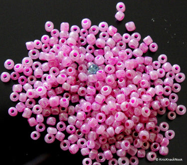 Pink Round Seed Beads, 10g Bag Glossy Beads, Spotted Beads Approx. 3 mm